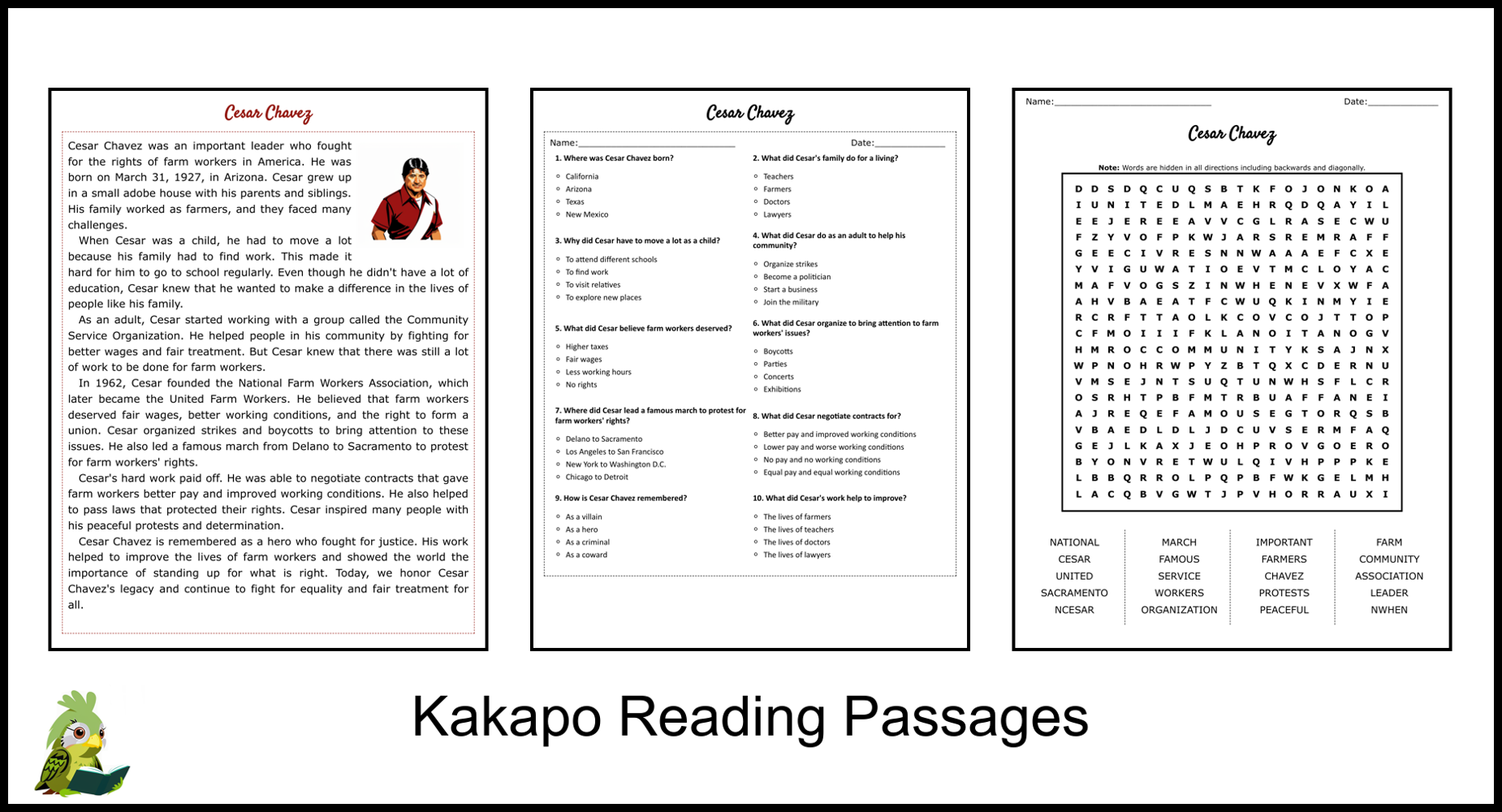 Cesar Chavez Reading Comprehension Worksheets Cesar Chavez Reading Comprehension Worksheets