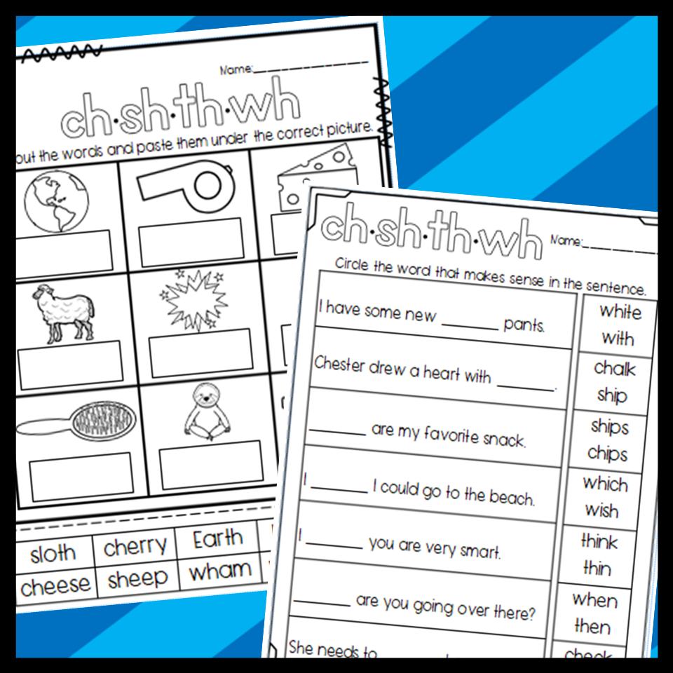 CH SH TH WH Digraphs Worksheets Sorts Cloze And More Made 