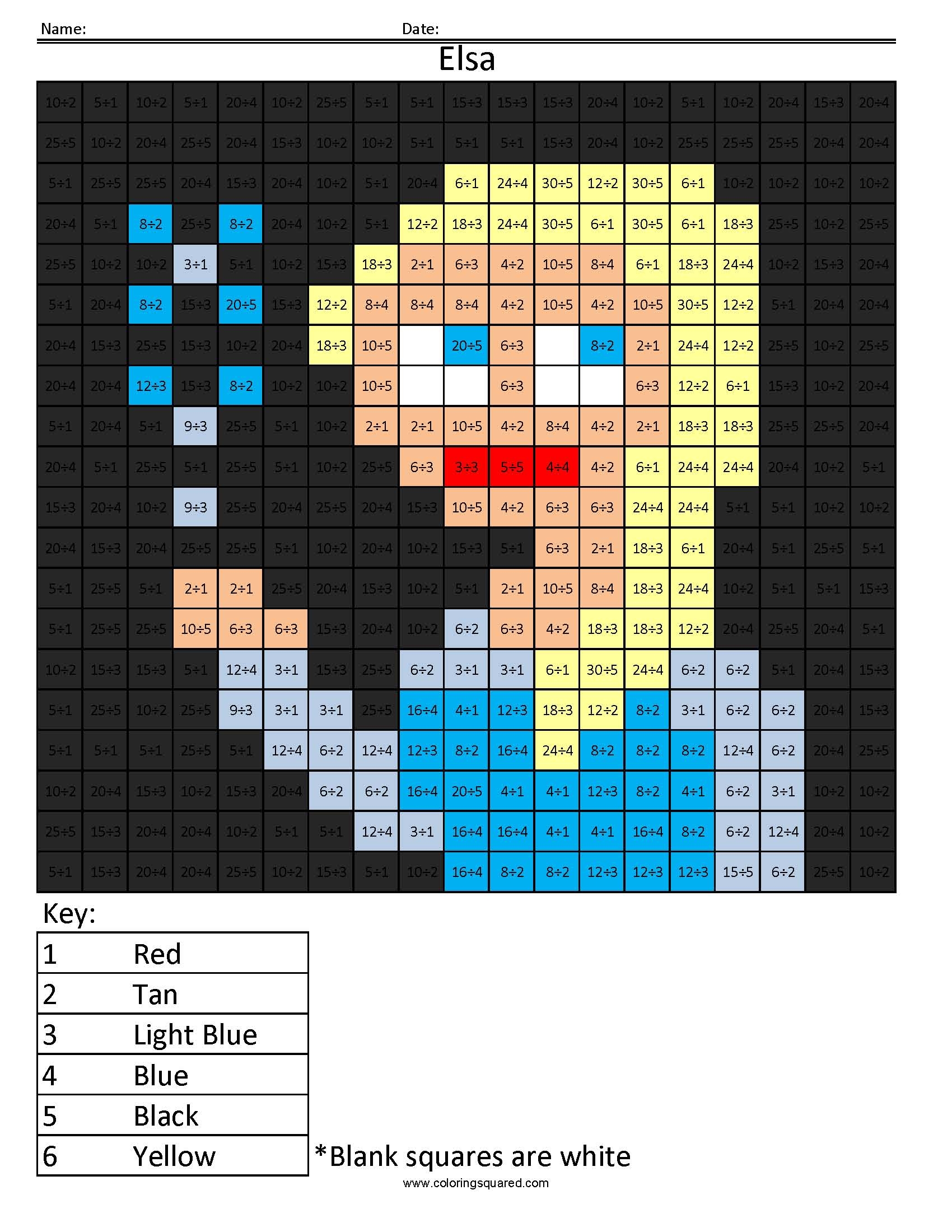 Coloring Squared Free Worksheet Printable