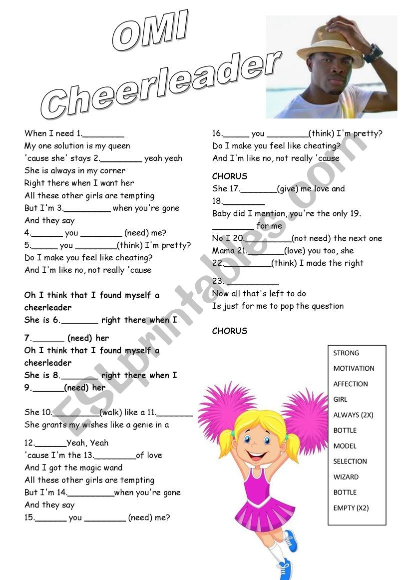 Cheerleader By OMI ESL Worksheet By AGUE Cheerleader By OMI ESL Worksheet By AGUE