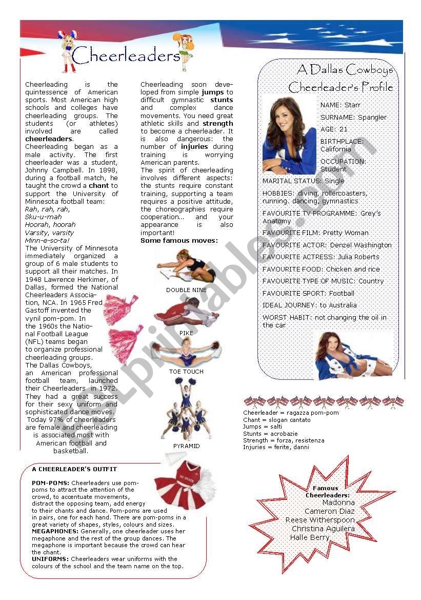 Cheerleaders Part 1 ESL Worksheet By Hknong Cheerleaders Part 1 ESL Worksheet By Hknong