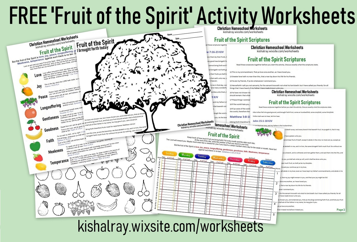 Christian Homeschool All Ages FREE Fruit Of The Spirit Activity 
