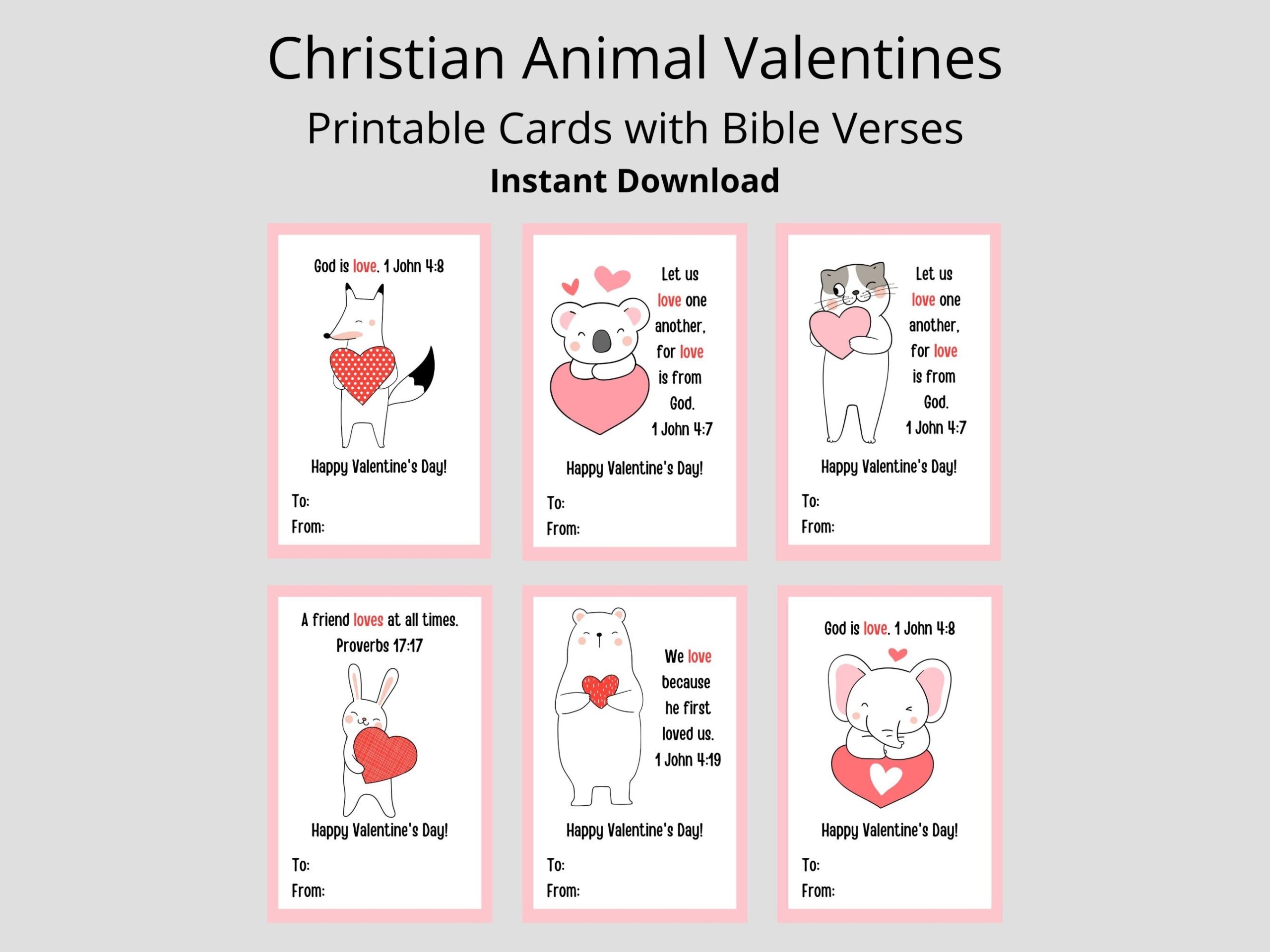 Christian Preschool Valentine Cards Printable Bible Verse 