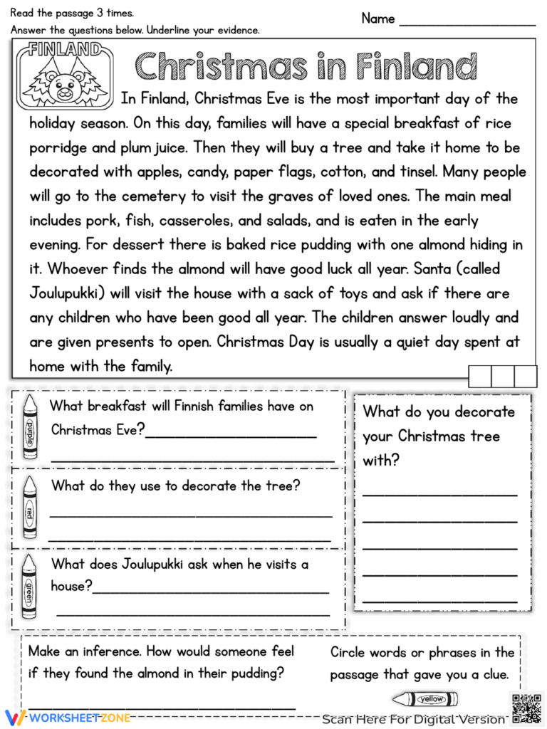 Christmas Comprehension Worksheets