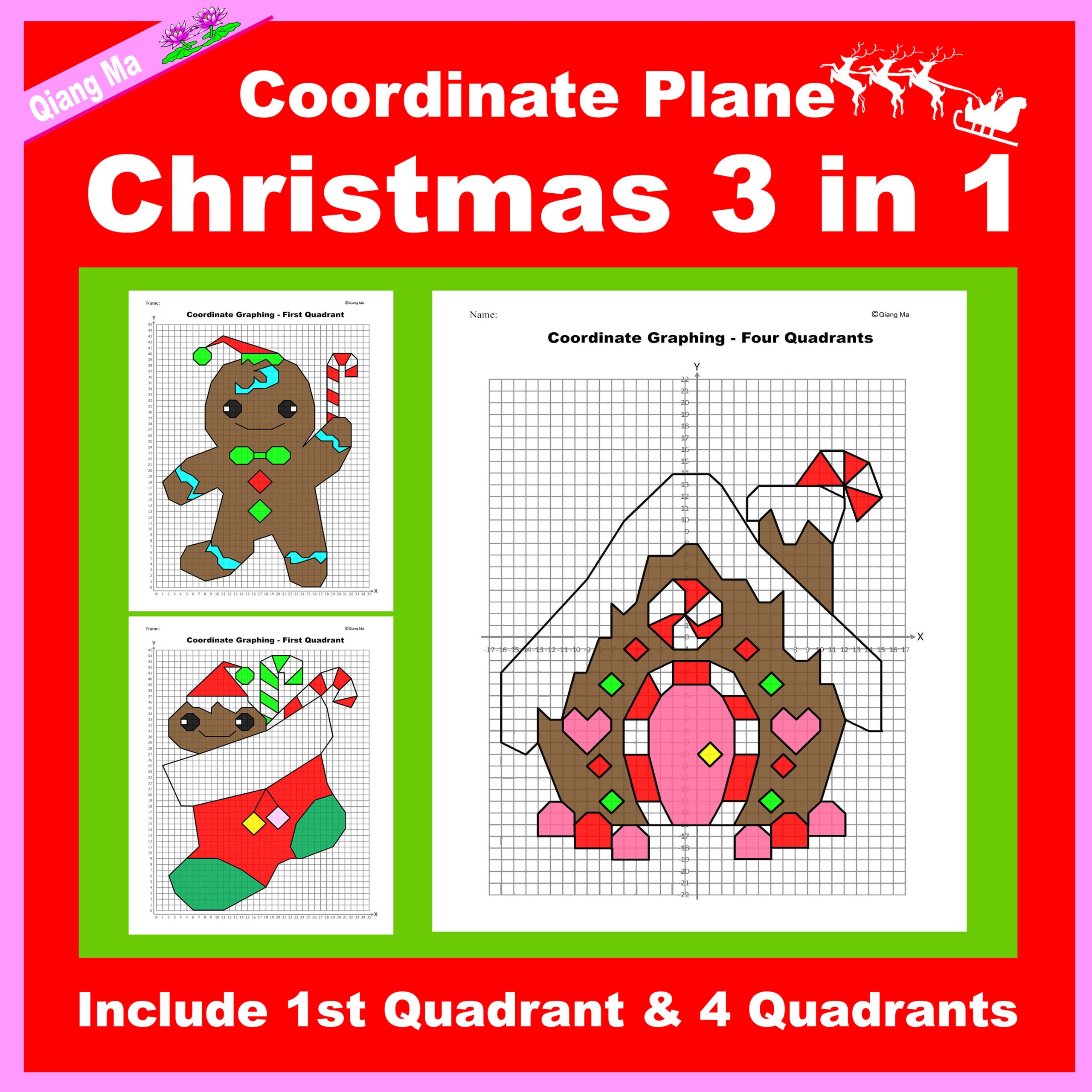 Free Printable Coordinate Graphing Worksheets Christmas