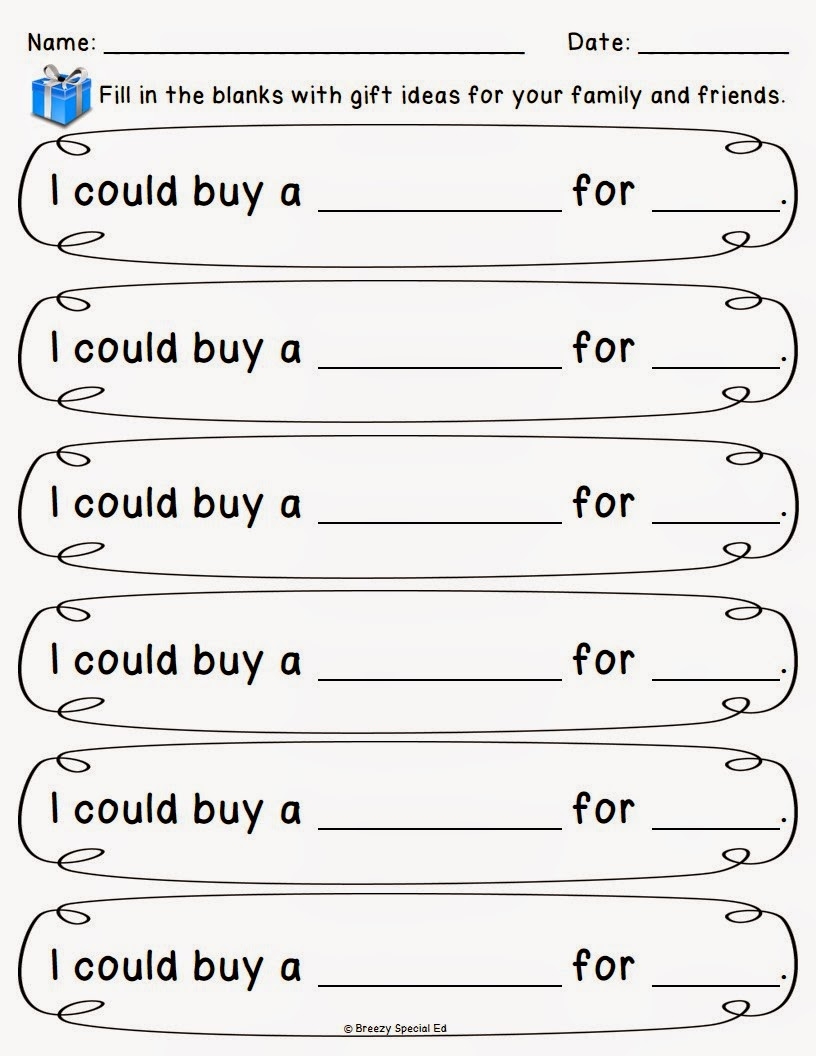Christmas Holiday Shopping Worksheets For FREE Breezy Special Ed Christmas Holiday Shopping Worksheets For FREE Breezy Special Ed
