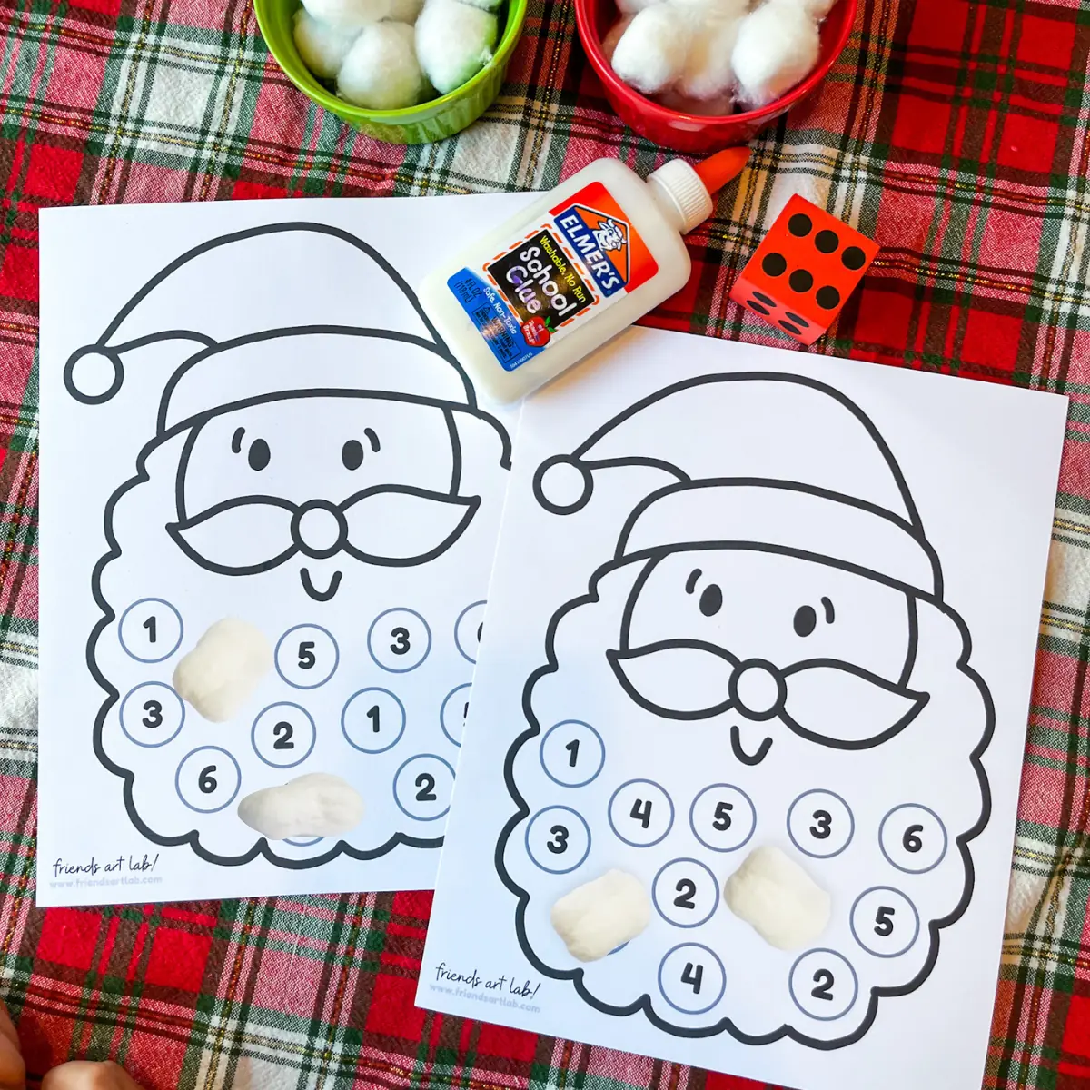 Christmas Math Game Count And Cover Santa s Beard Friends Art Lab