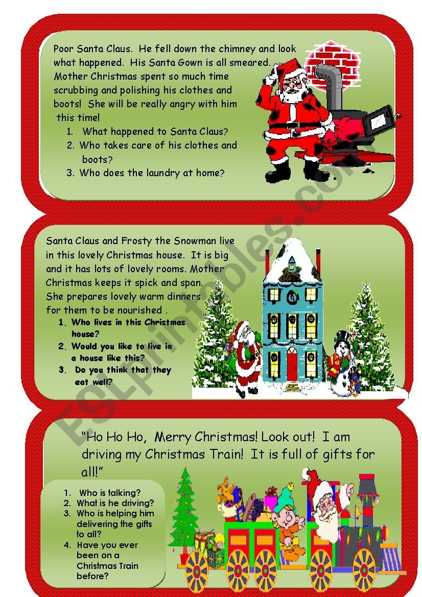 Christmas Reading And Writing Comprehension Worksheet 2 ESL 
