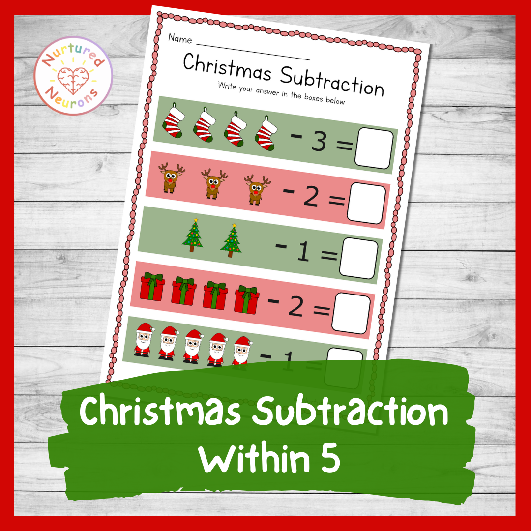 Christmas Subtraction Within 5 Worksheet Preschool And Kindergarten Math Printable Nurtured Neurons Christmas Subtraction Within 5 Worksheet Preschool And Kindergarten Math Printable Nurtured Neurons
