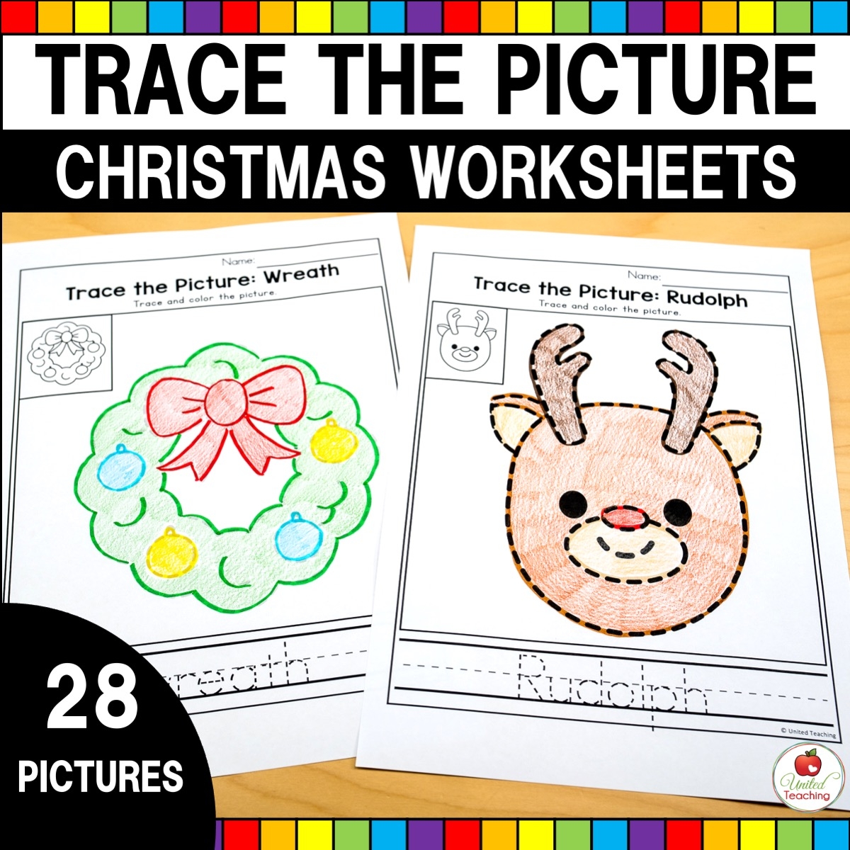 Christmas Trace The Picture Worksheets United Teaching Christmas Trace The Picture Worksheets United Teaching