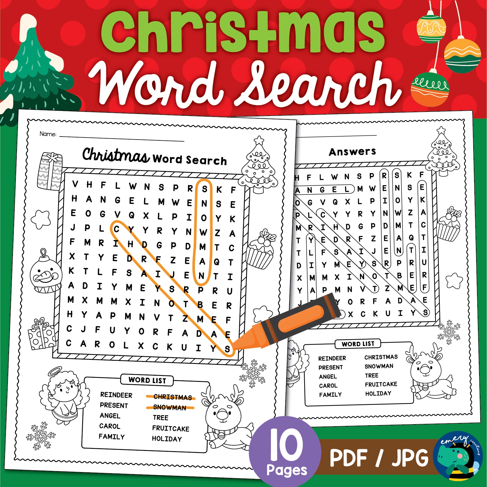 Free Printable Christmas Word Search Worksheets