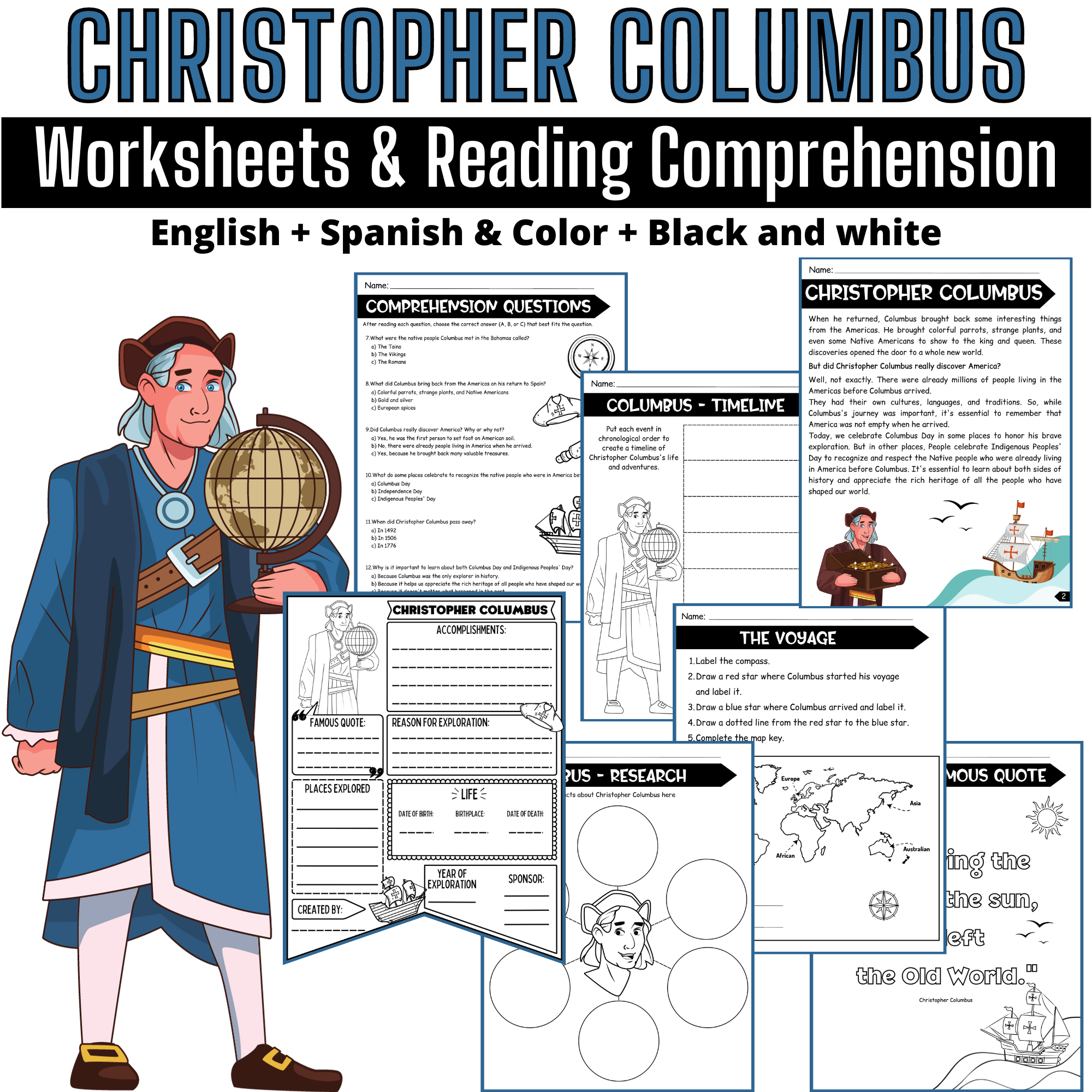 Christopher Columbus Reading Comprehension Worksheets Columbus Biography Project Made By Teachers Christopher Columbus Reading Comprehension Worksheets Columbus Biography Project Made By Teachers