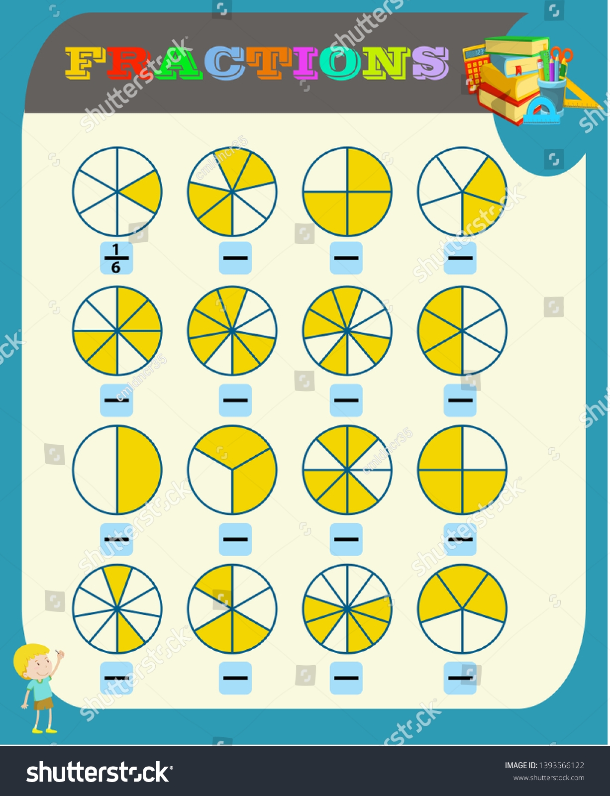 Circle Correct Fraction Mathematics Math Worksheet Stock Vector Royalty Free 1393566122 Shutterstock