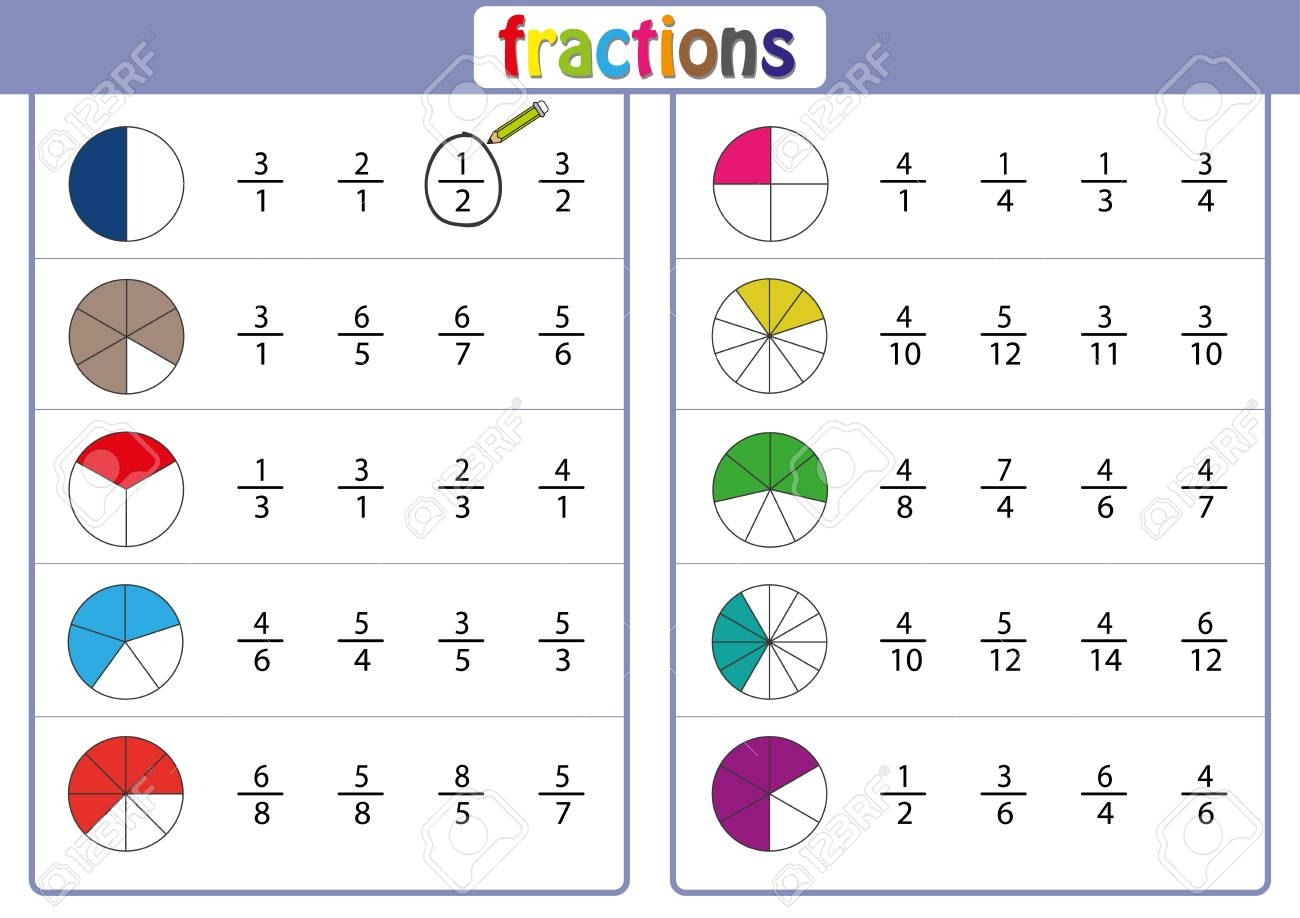 Fraction Math Worksheets For Kindergarten