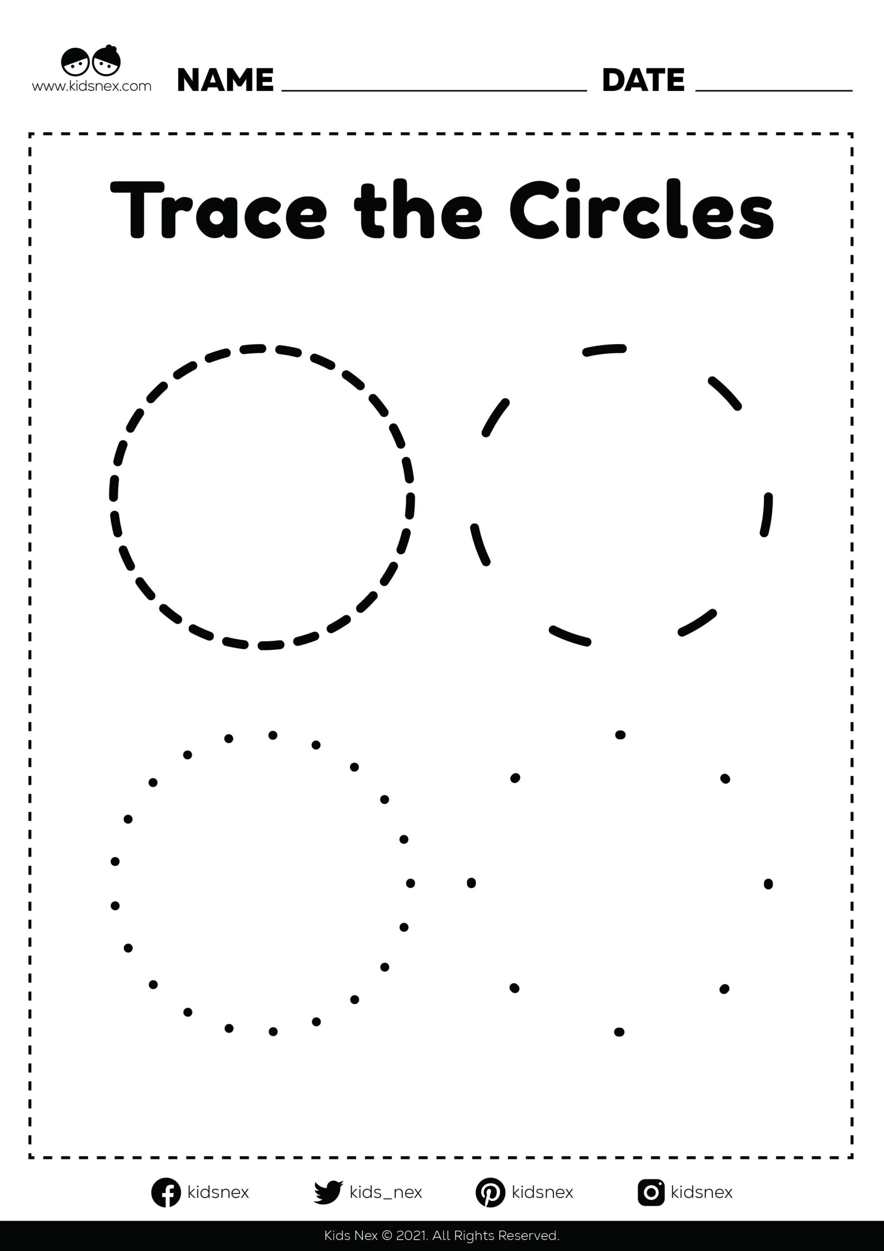 Circle Tracing Worksheet PDF Printable KidsNex Circle Tracing Worksheet PDF Printable KidsNex