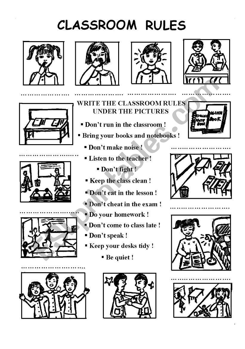 Classroom Rules ESL Worksheet By Chance Worksheets Library