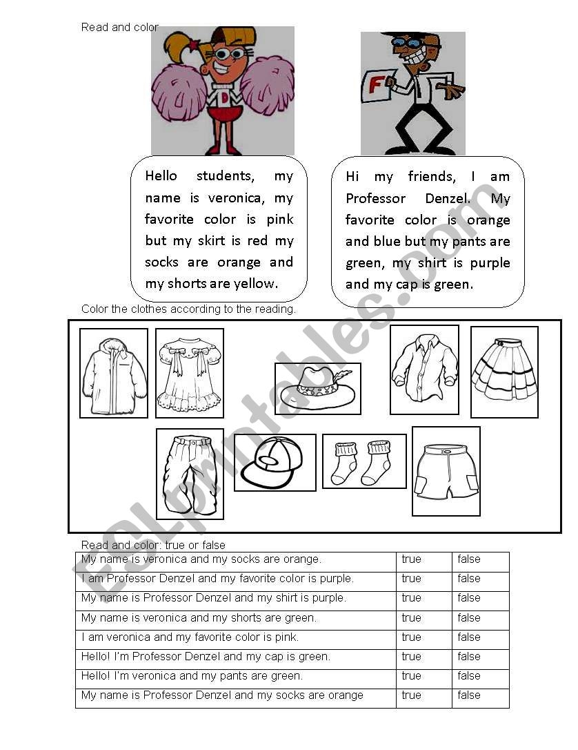 CLOTHES READING COMPREHENSION ESL Worksheet By Pacsito gigi CLOTHES READING COMPREHENSION ESL Worksheet By Pacsito gigi