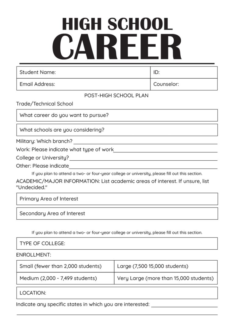 College Worksheet Your Essential Guide For High School Students
