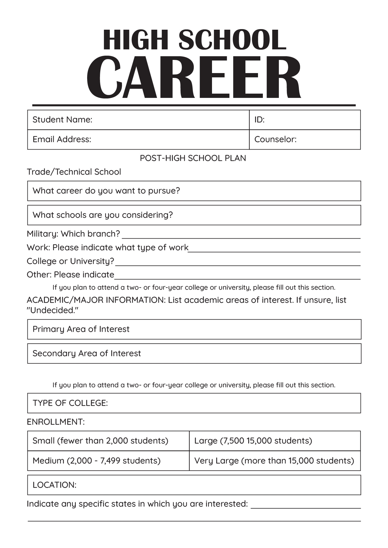 College Worksheet Your Essential Guide For High School Students College Worksheet Your Essential Guide For High School Students