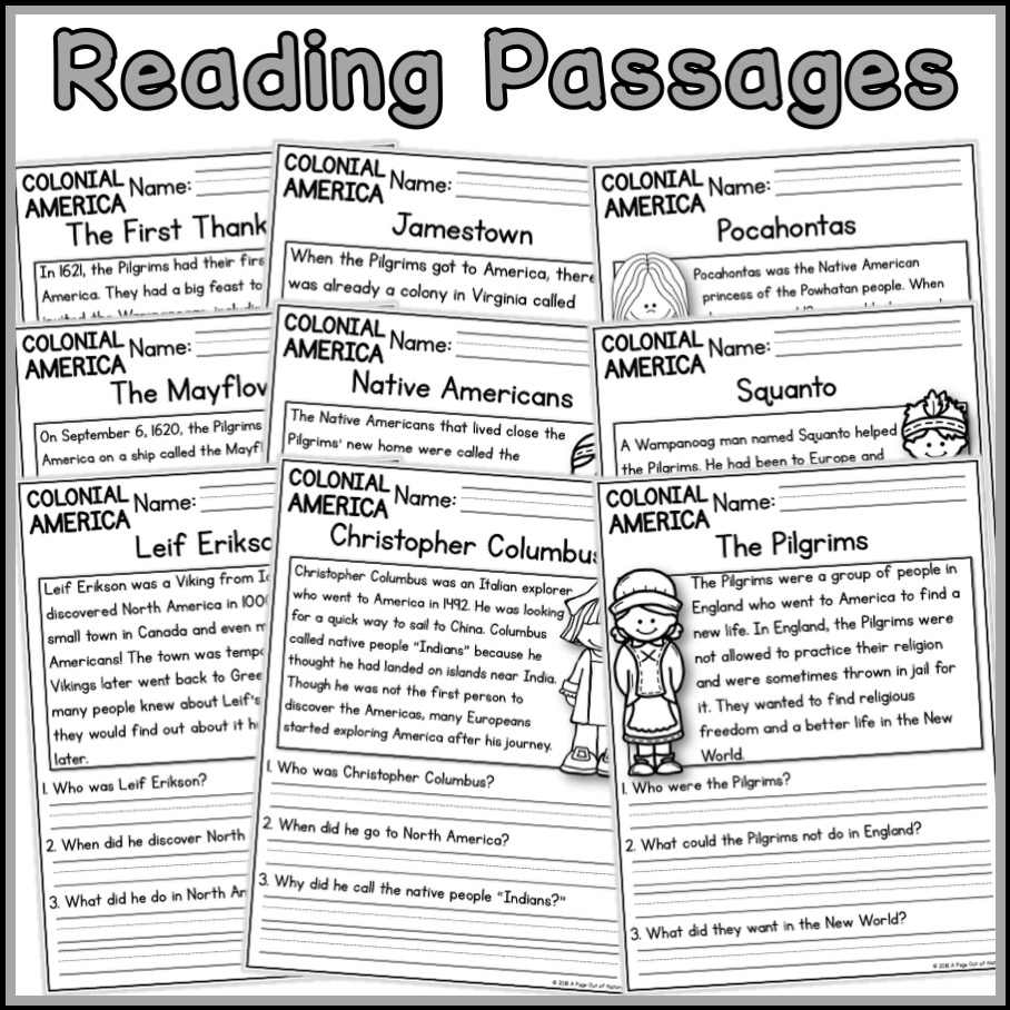 Colonial America Social Studies Reading Comprehension Passages K 2 Made By Teachers Colonial America Social Studies Reading Comprehension Passages K 2 Made By Teachers