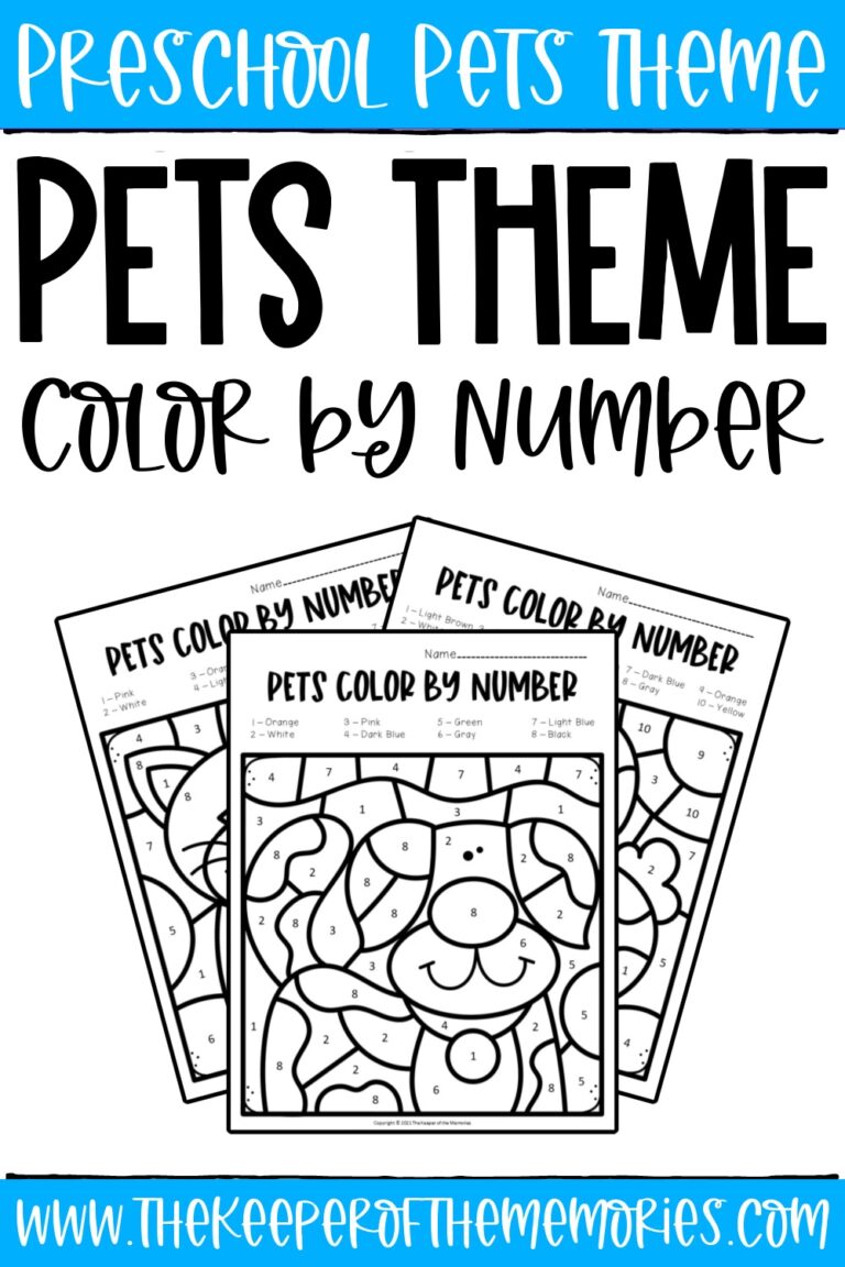 Color By Number Pets Preschool Worksheets The Keeper Of The Memories