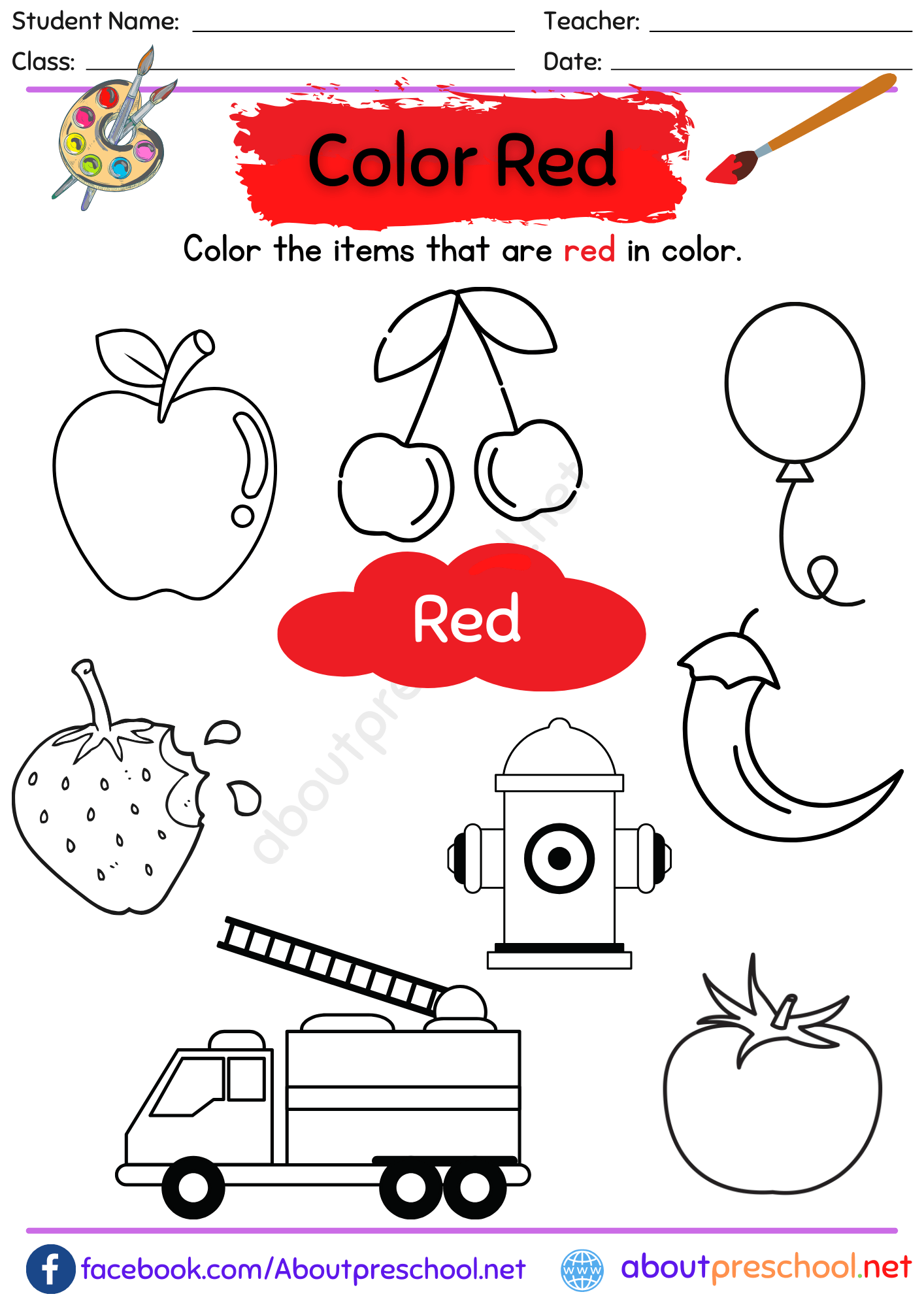 Color Red Worksheet For Preschool About Preschool Color Red Worksheet For Preschool About Preschool