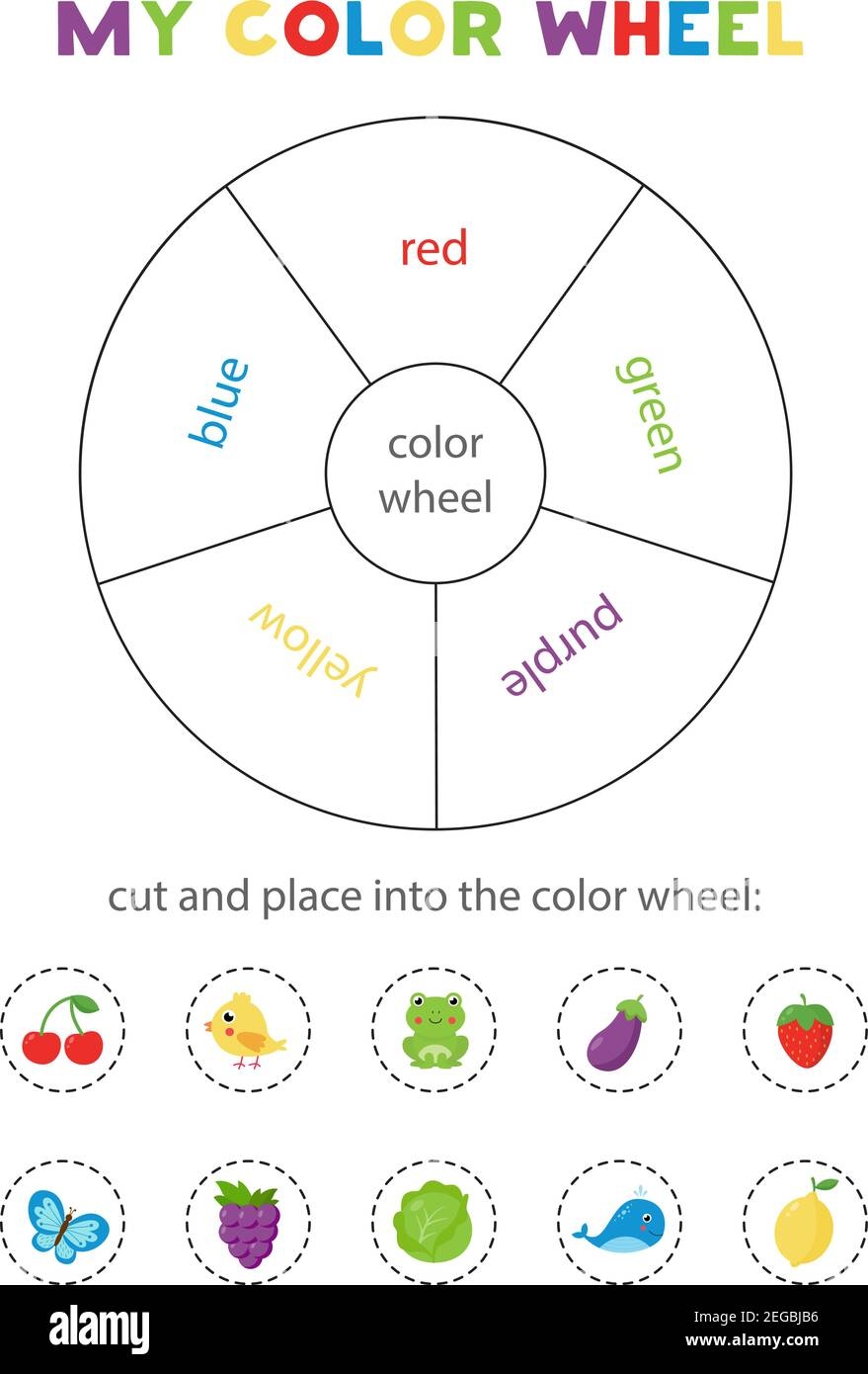 Color Wheel For Kids Learning Colors Game Printable Worksheet For Preschool Stock Vector Image U0026 Art Alamy