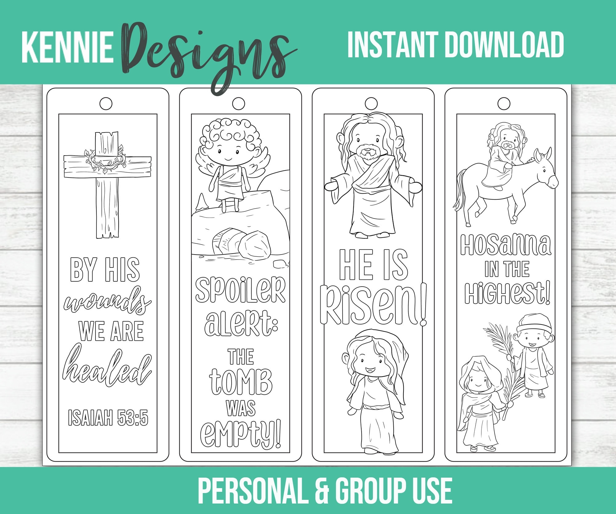Color Your Own Easter Bookmarks For Kids Christian Religious Perfect For Sunday School Colour Coloring Craft For Kids Jesus He Is Risen Etsy