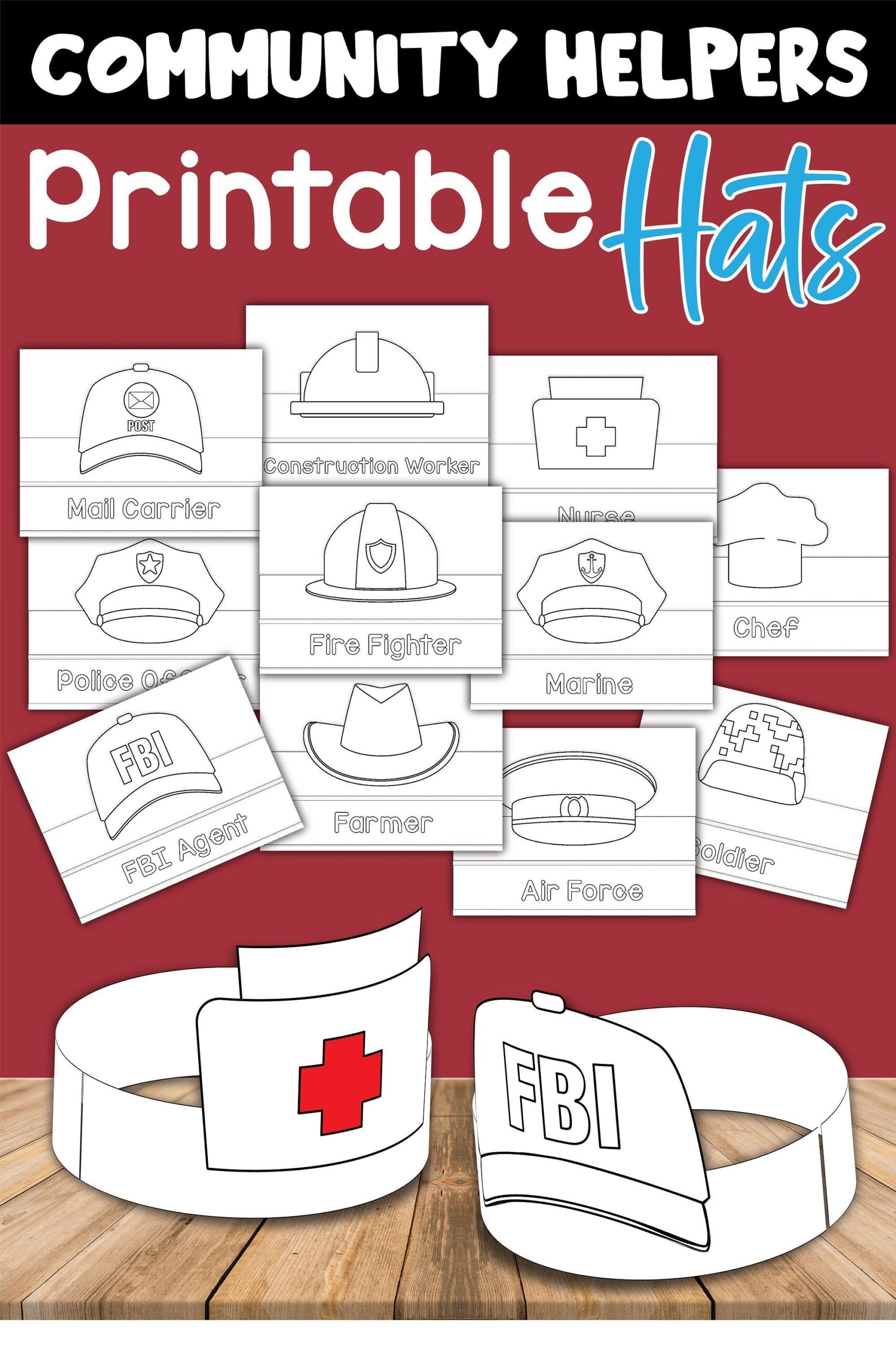 Community Helpers Hats Printables Free Shop On Pinterest Community Helpers Hats Printables Free Shop On Pinterest