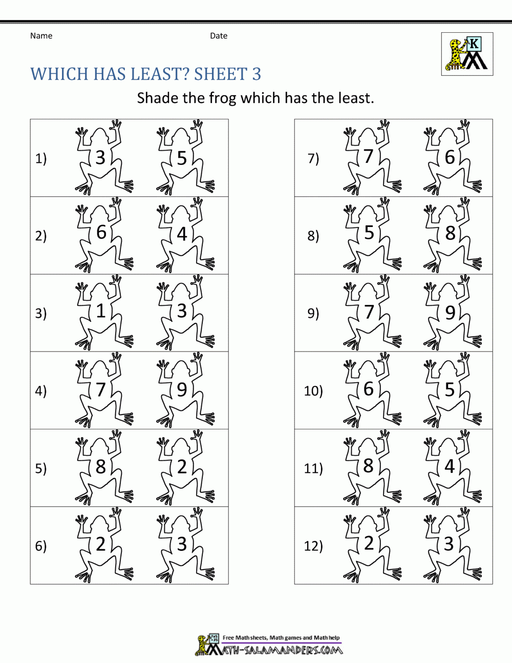 Comparing Numbers Worksheet Comparing Numbers And Amounts Up To 10