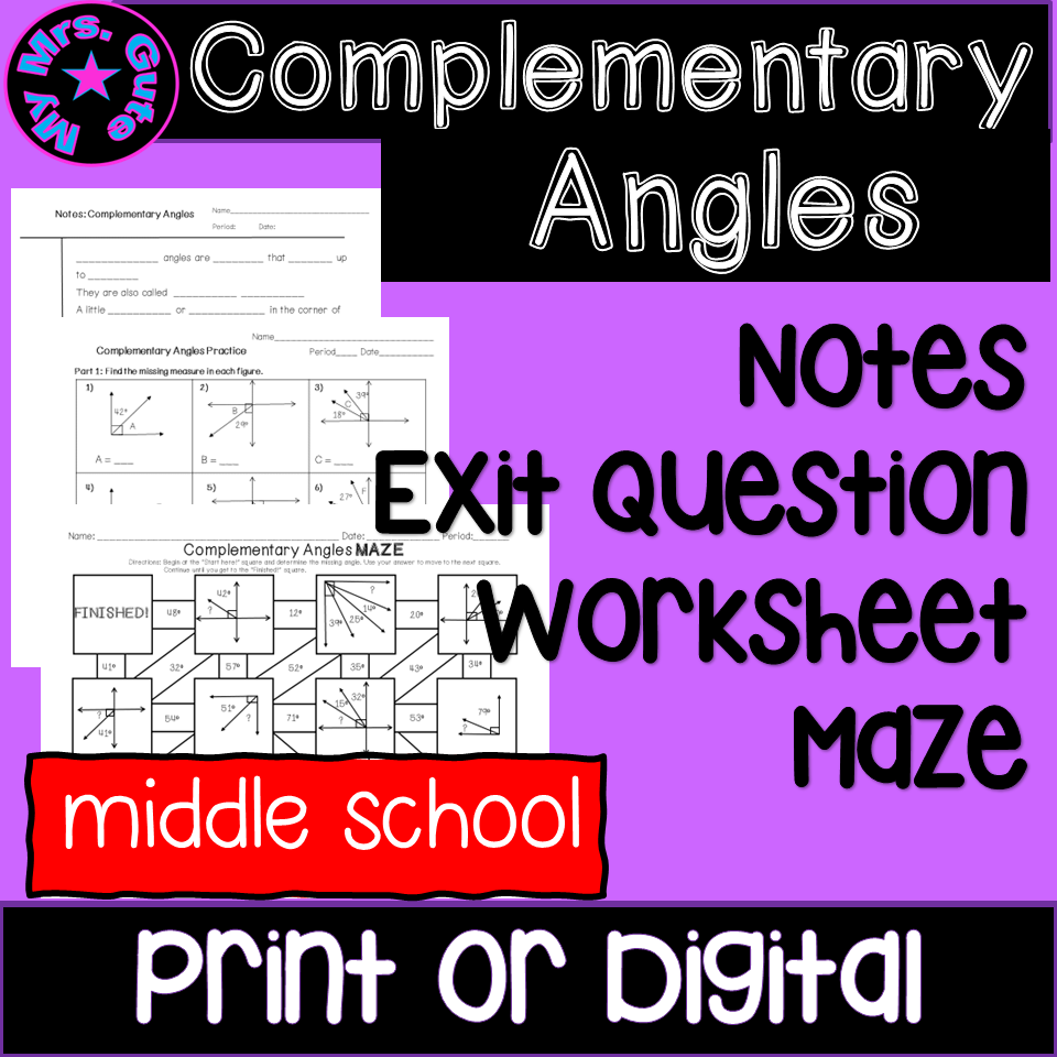Complementary Angles Math Notes Worksheet Maze Print Or Digital Complementary Angles Math Notes Worksheet Maze Print Or Digital