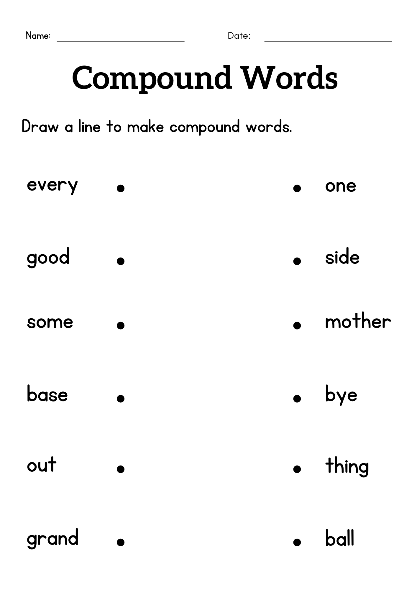 Compound Words Kindergarten Worksheets