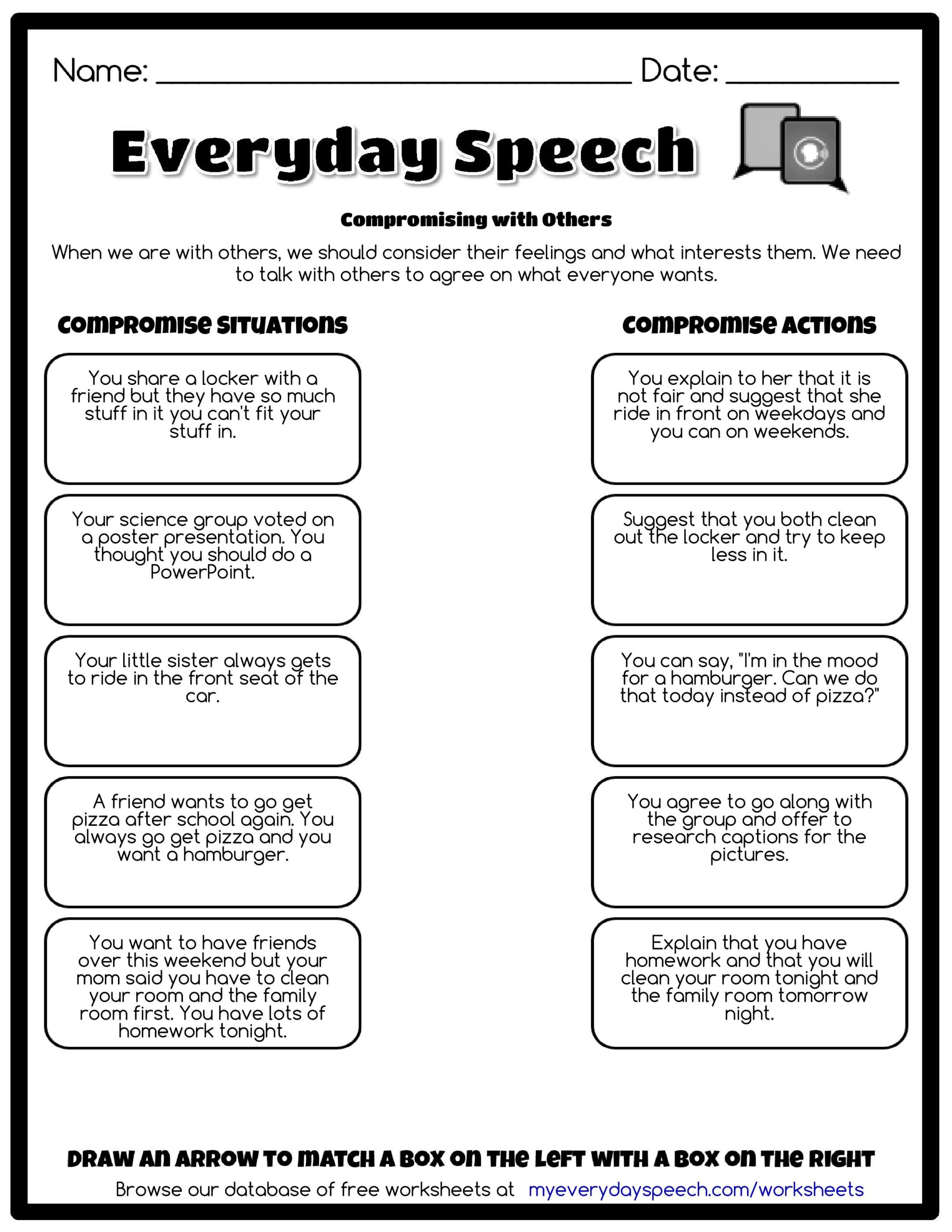 Compromising With Others Everyday Speech Everyday Speech Worksheets Library Compromising With Others Everyday Speech Everyday Speech Worksheets Library