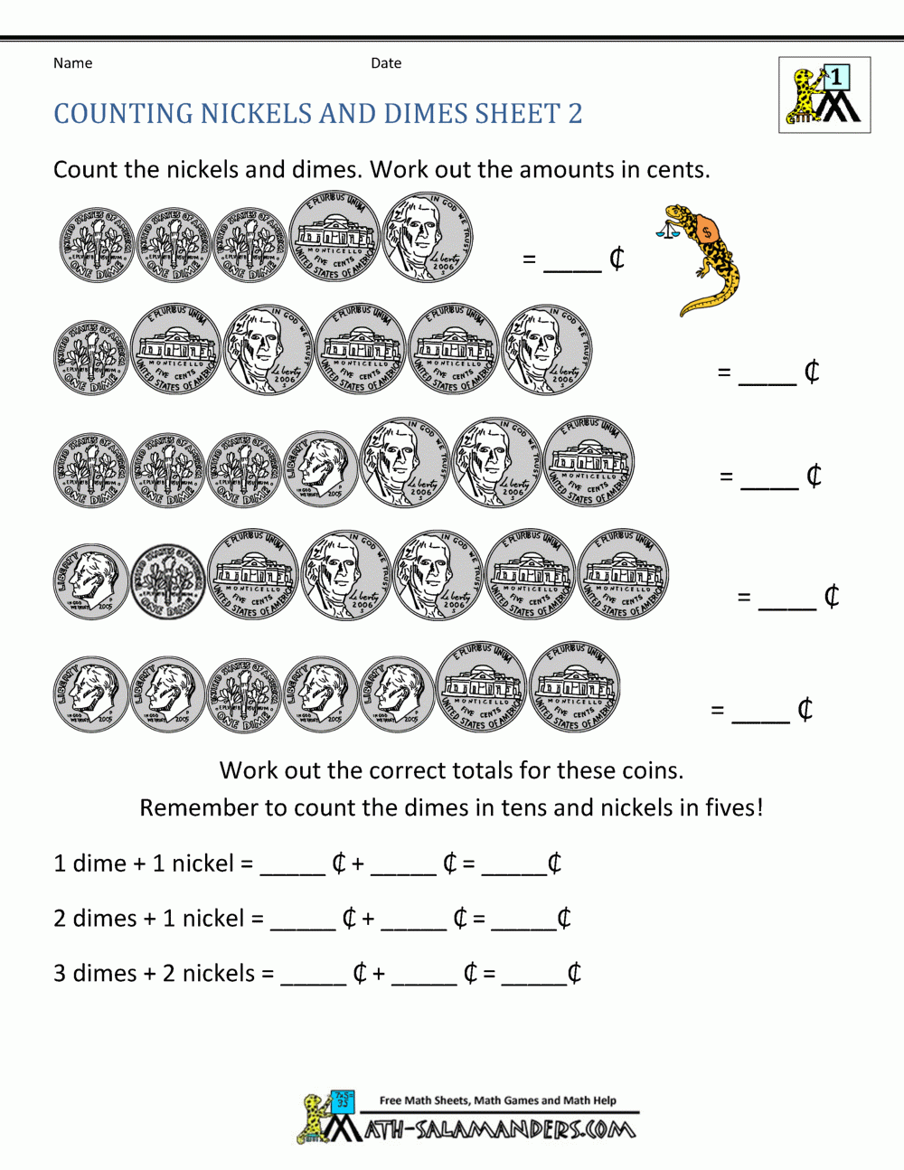 Counting Money Worksheets 1st Grade