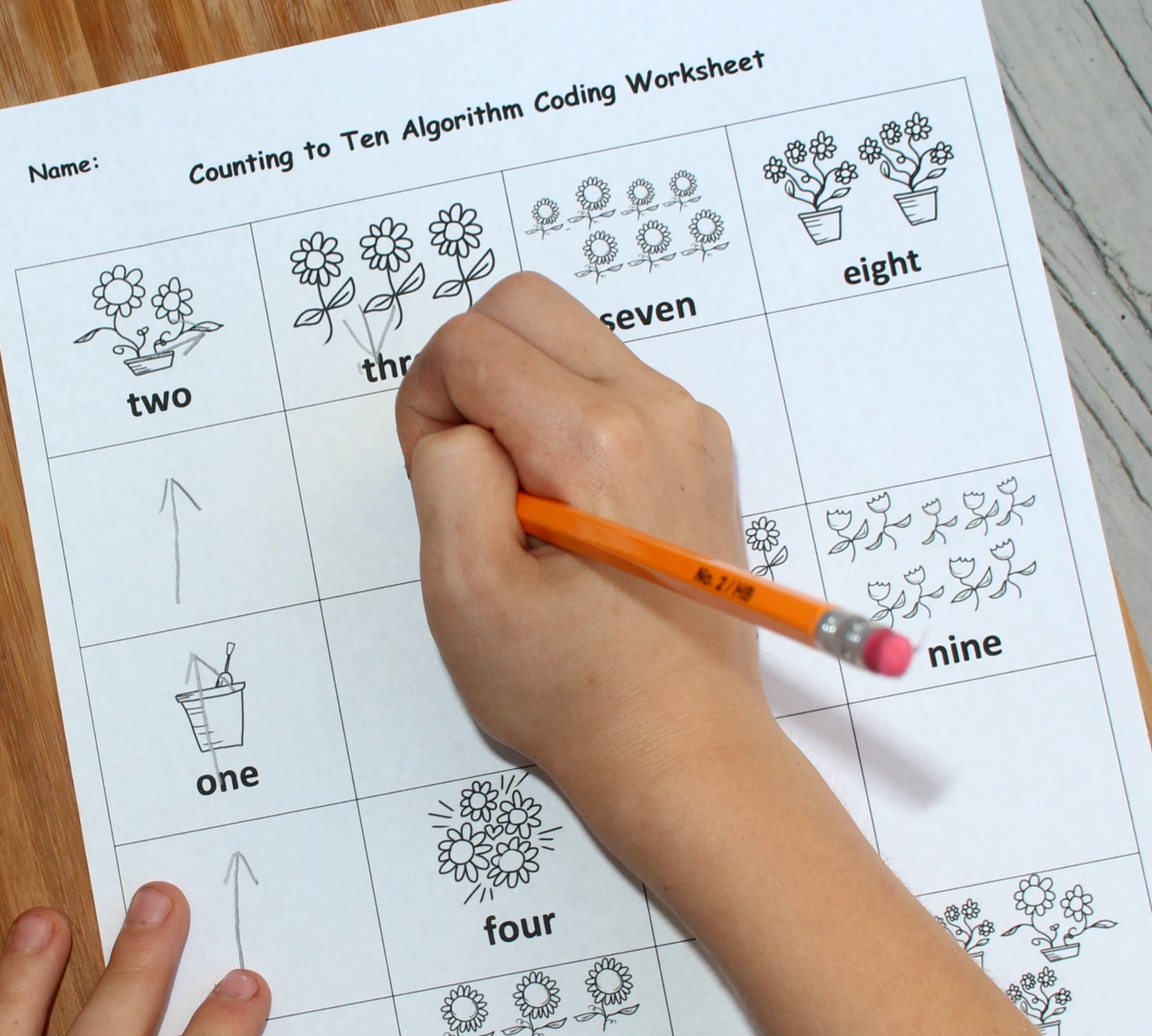 Counting To Ten Algorithm Coding Worksheet For Preschoolers Counting To Ten Algorithm Coding Worksheet For Preschoolers