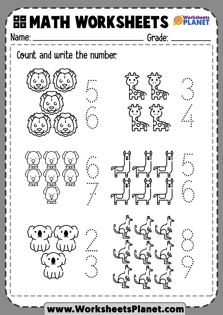 Kindergarten Counting Worksheets Printable