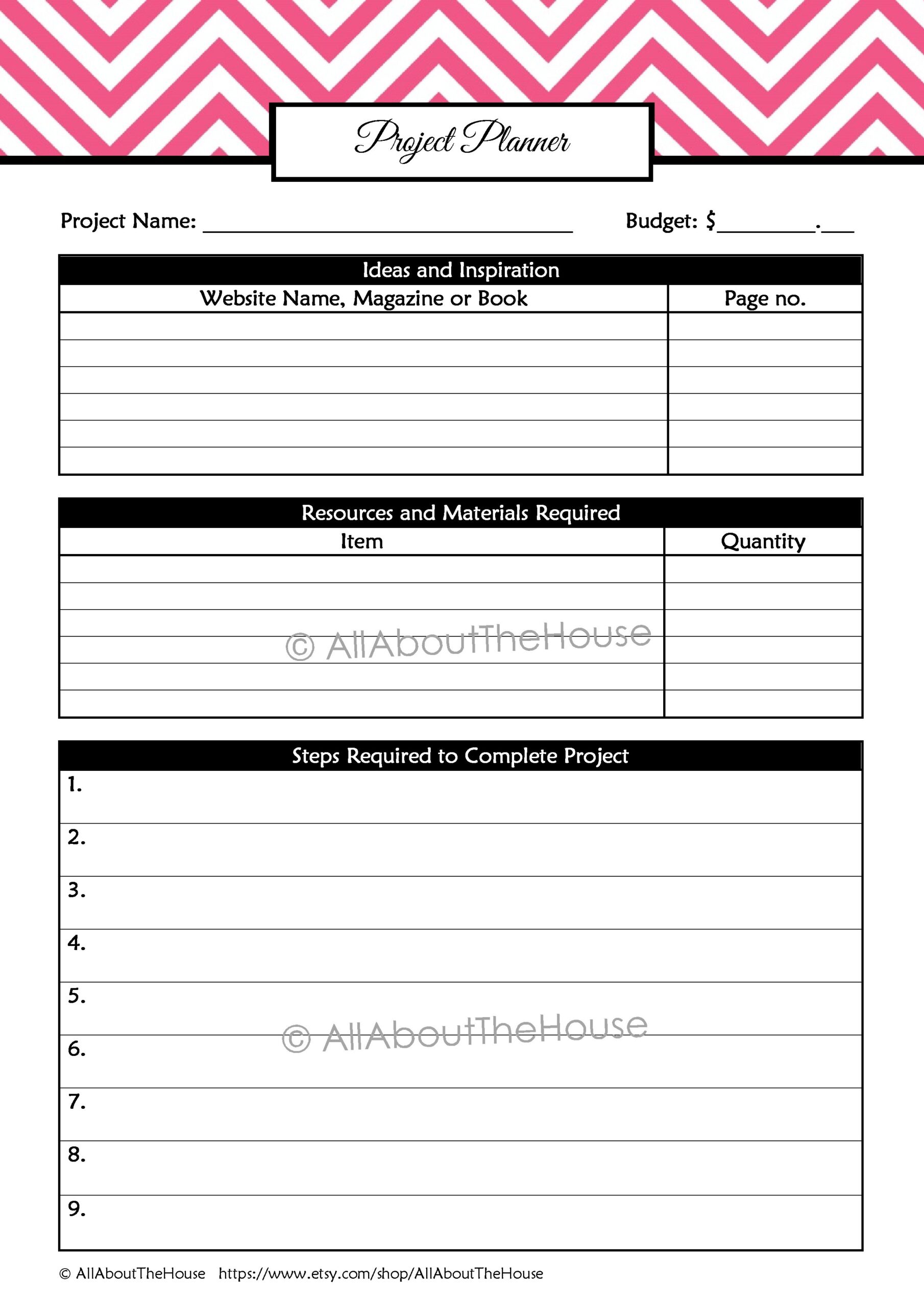 Craft U0026 Hobbies Printable Project Planner All About Planners