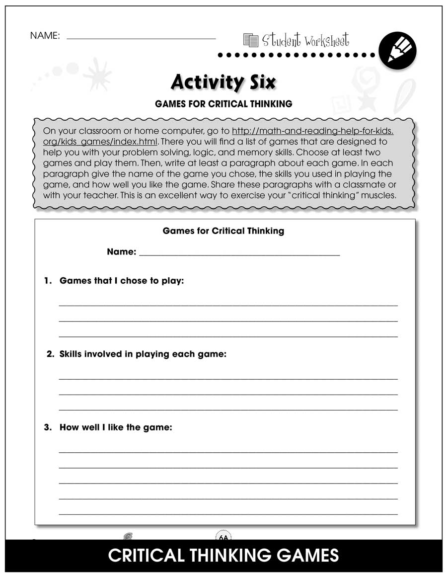 Critical Thinking Worksheet Grades 6 8 Deductive Reasoning Critical Thinking Worksheet Grades 6 8 Deductive Reasoning