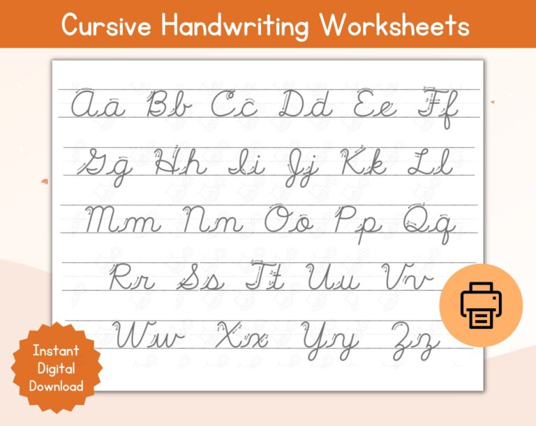 Cursive Alphabet Tracing Worksheet Printable Cursive Alphabet