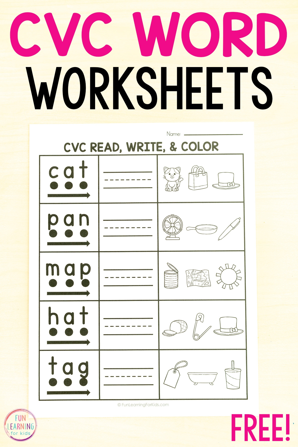 CVC Words Read Write And Color Worksheets CVC Words Read Write And Color Worksheets