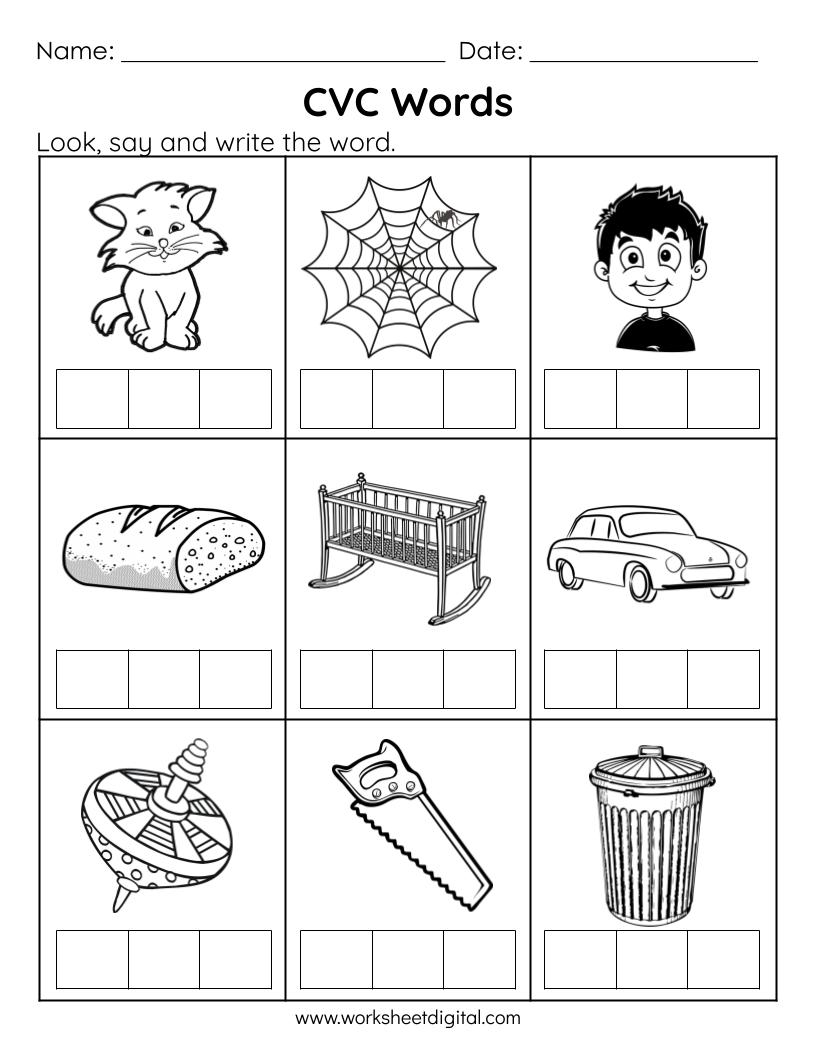 CVC Words Say And Write The CVC Words Phonics Worksheets 