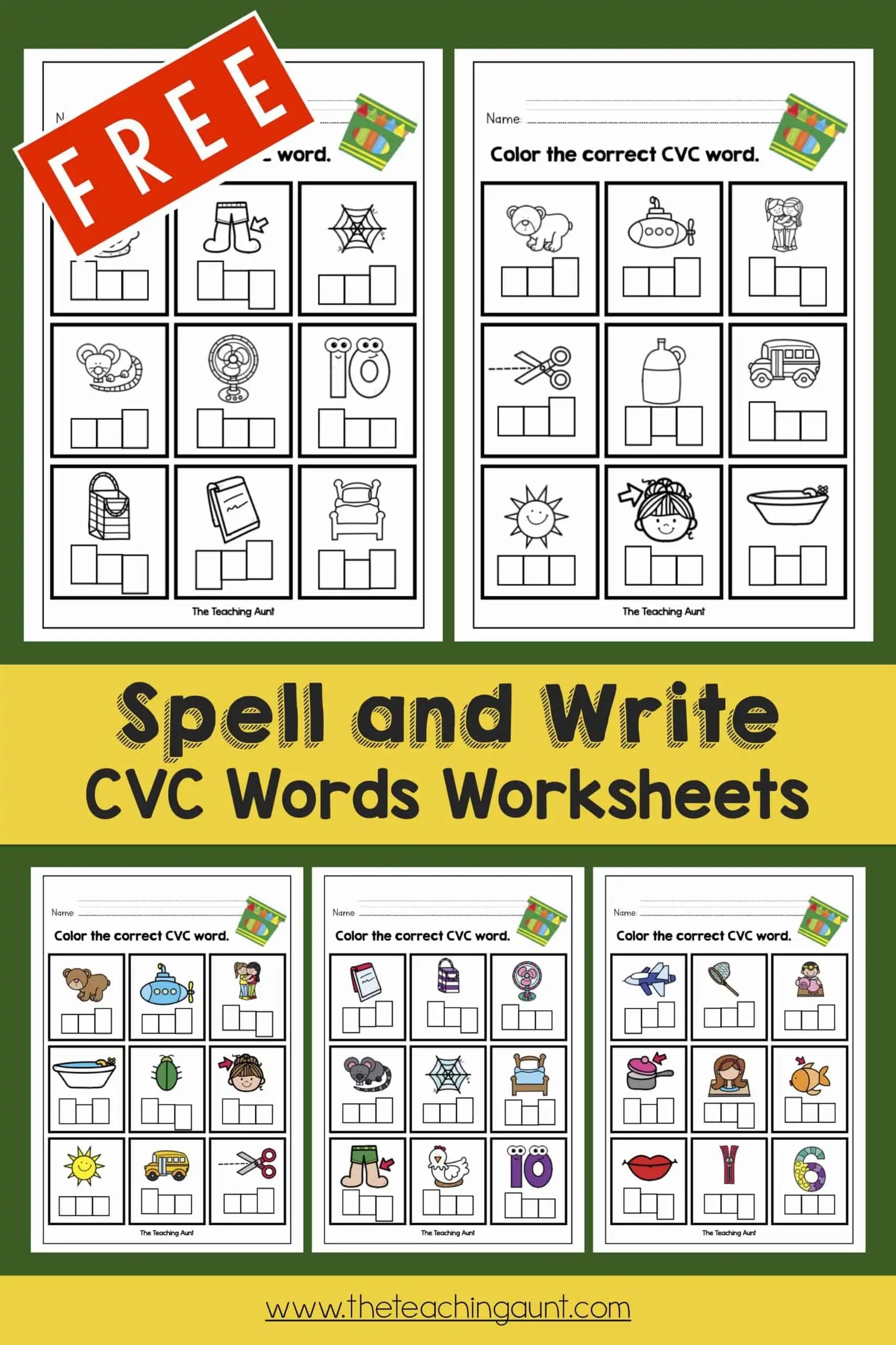 CVC Words Worksheets For Kindergarten The Teaching Aunt