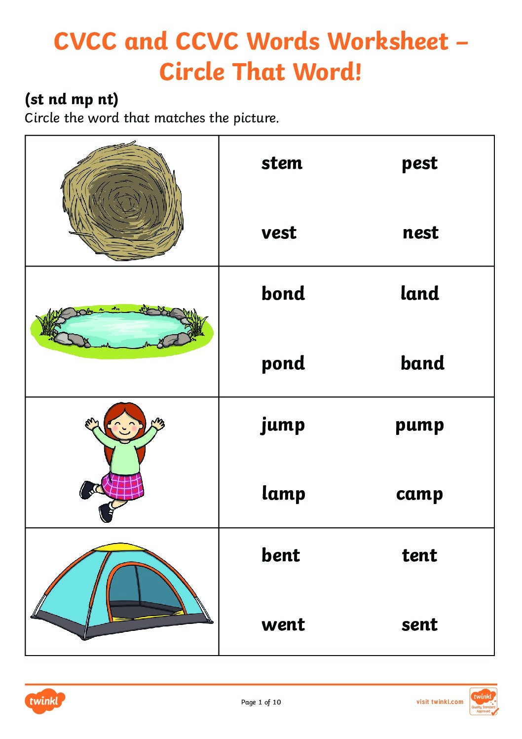 CVCC And CCVC Words Worksheet Circle That Word St James CVCC And CCVC Words Worksheet Circle That Word St James
