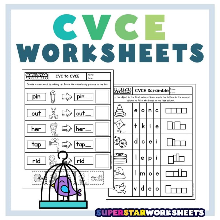 CVCE Words Worksheets Superstar Worksheets