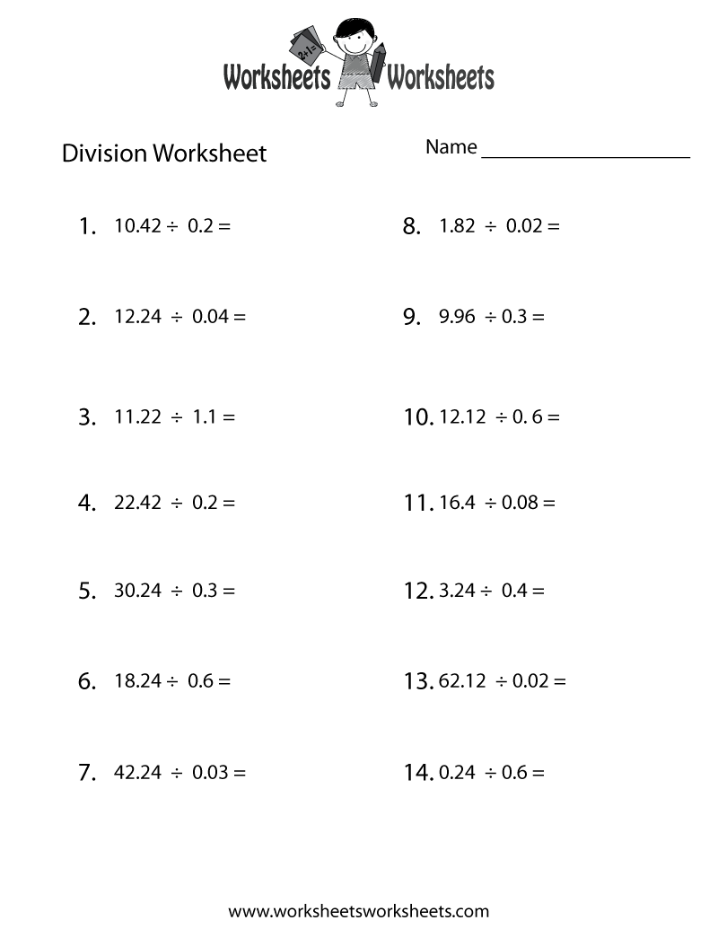 Decimal Division Worksheet Worksheets Worksheets Decimal Division Worksheet Worksheets Worksheets