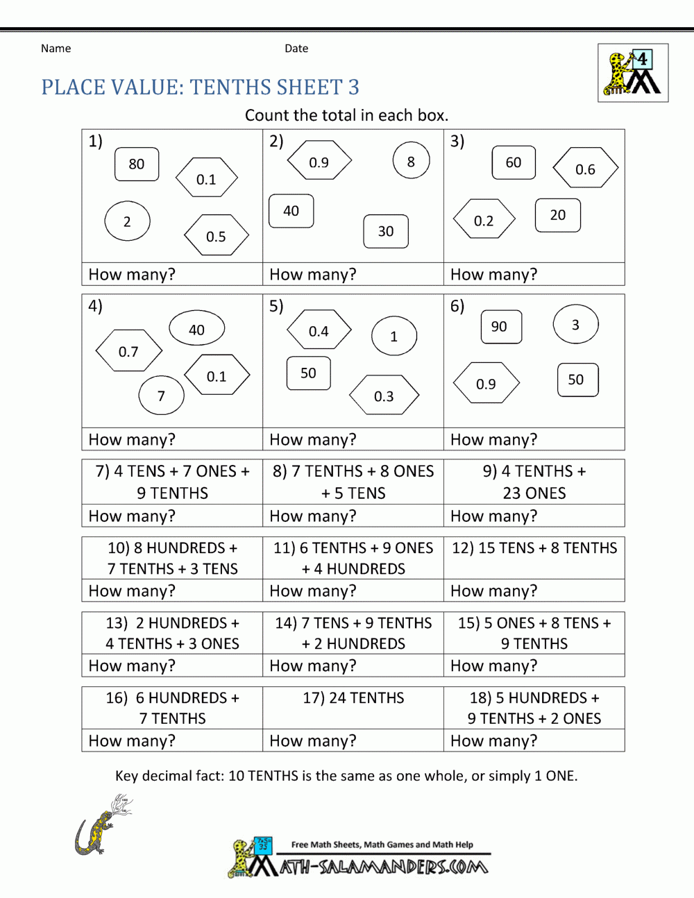 Decimal Place Value Worksheets 4th Grade Decimal Place Value Worksheets 4th Grade