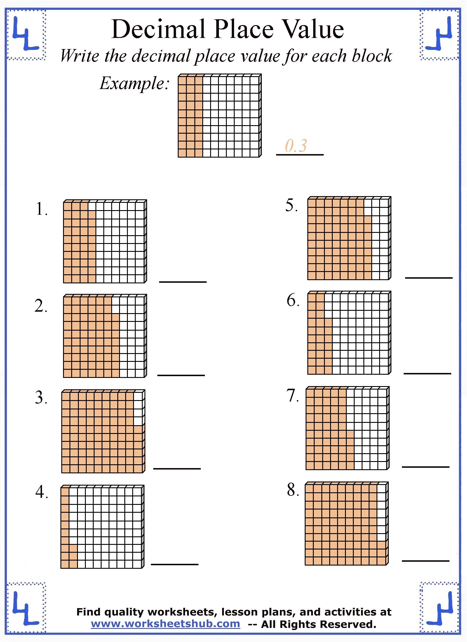 Decimal Place Value Worksheets Decimal Place Value Worksheets