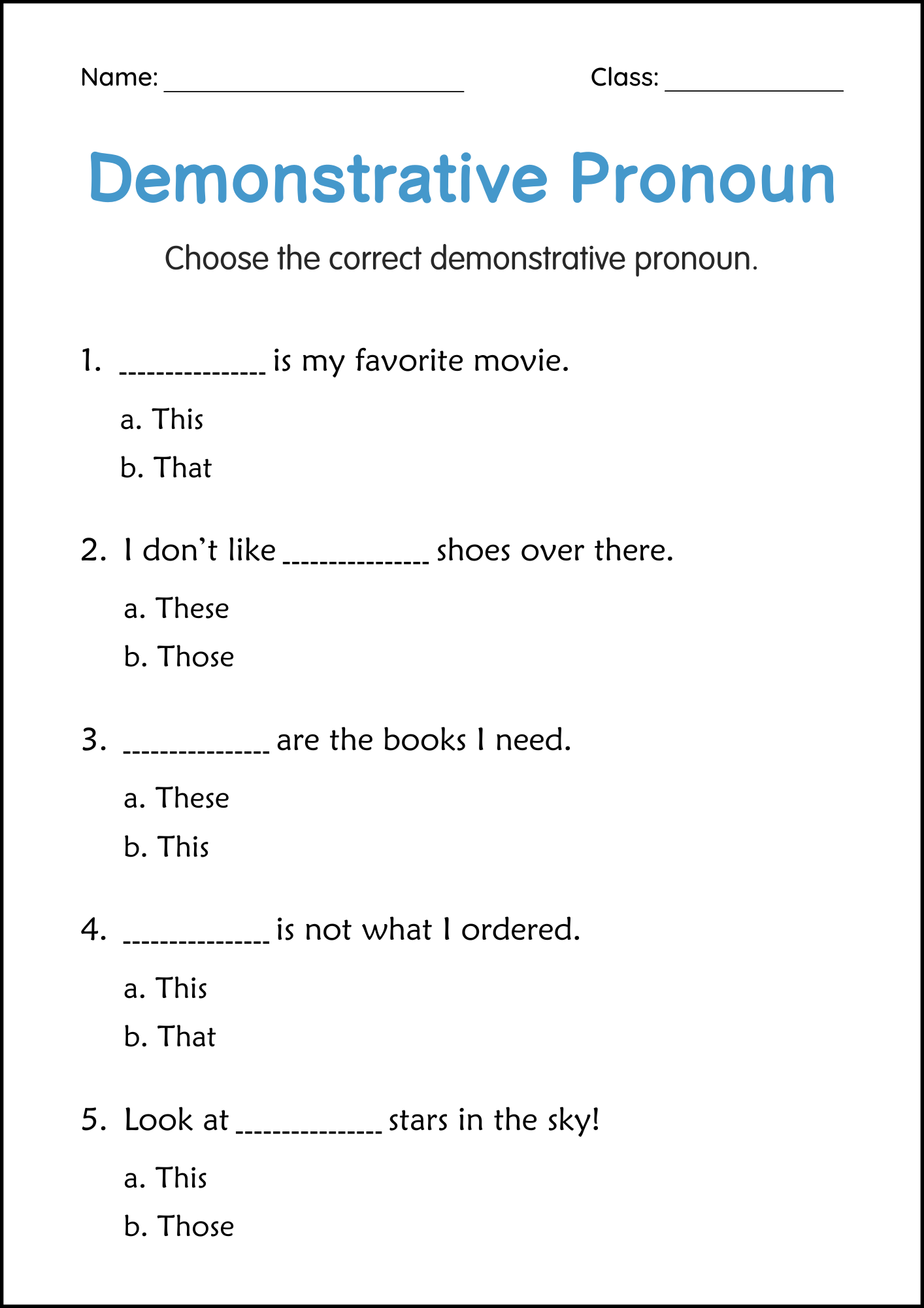 Free Printable 5th Grade Grammar Worksheets