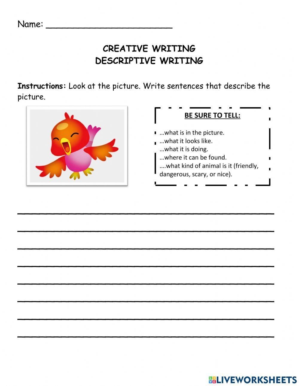 Free Printable Descriptive Writing Worksheets