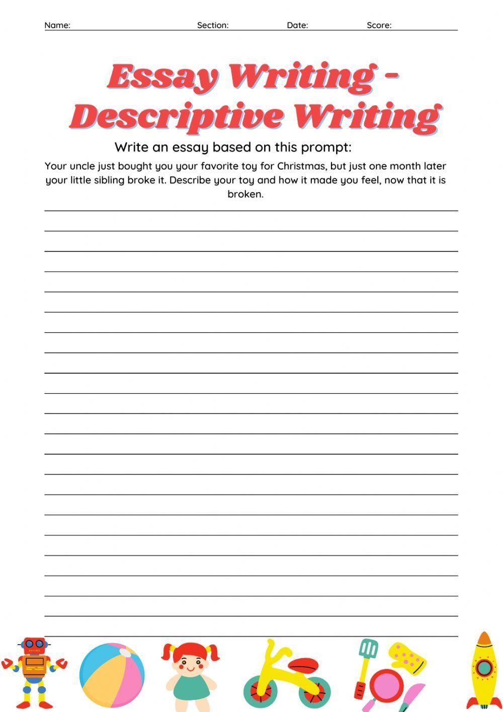 Descriptive Writing Interactive Worksheet For 3 6 Live Worksheets Worksheets Library